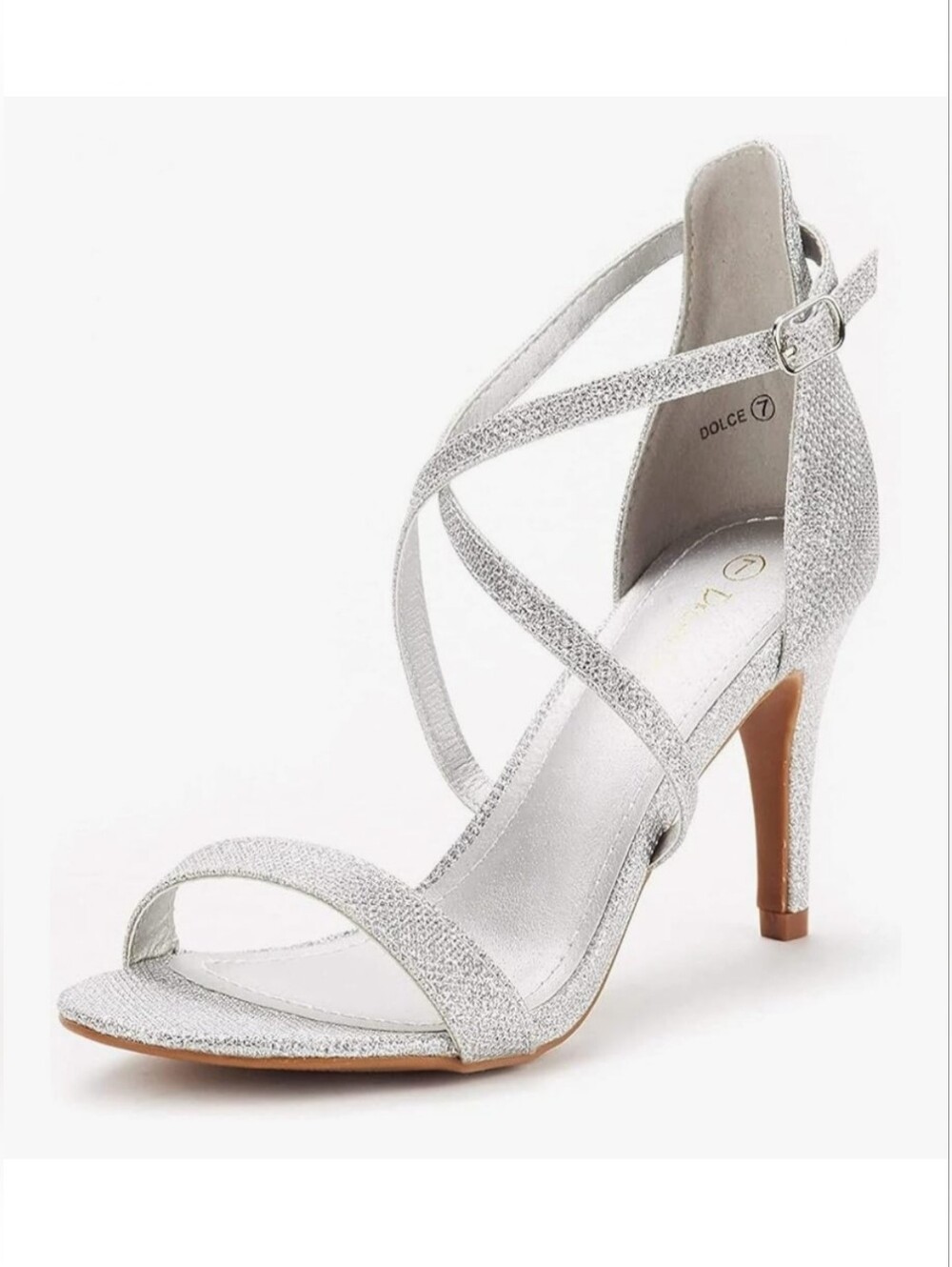 Dream Pairs Dolce Silver Glitter Heels Women’s Size 8.5 Open Toe Sandals